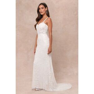 Lulu's Women's Momentous Love Mesh Dress White Bustier Size S NWT